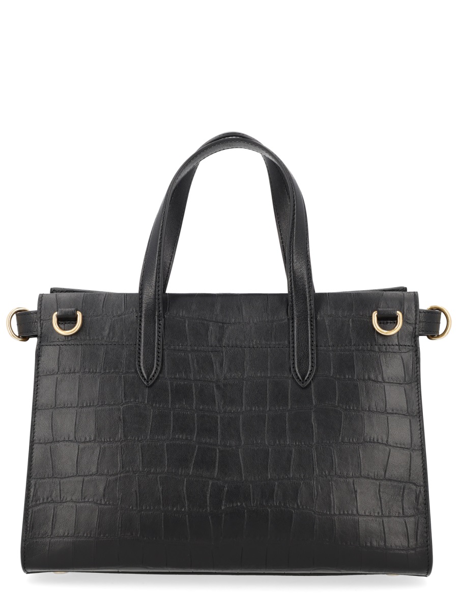 Burberry Neutrals Cotswolds Crocodile Embossed Tote Bag Zwart
