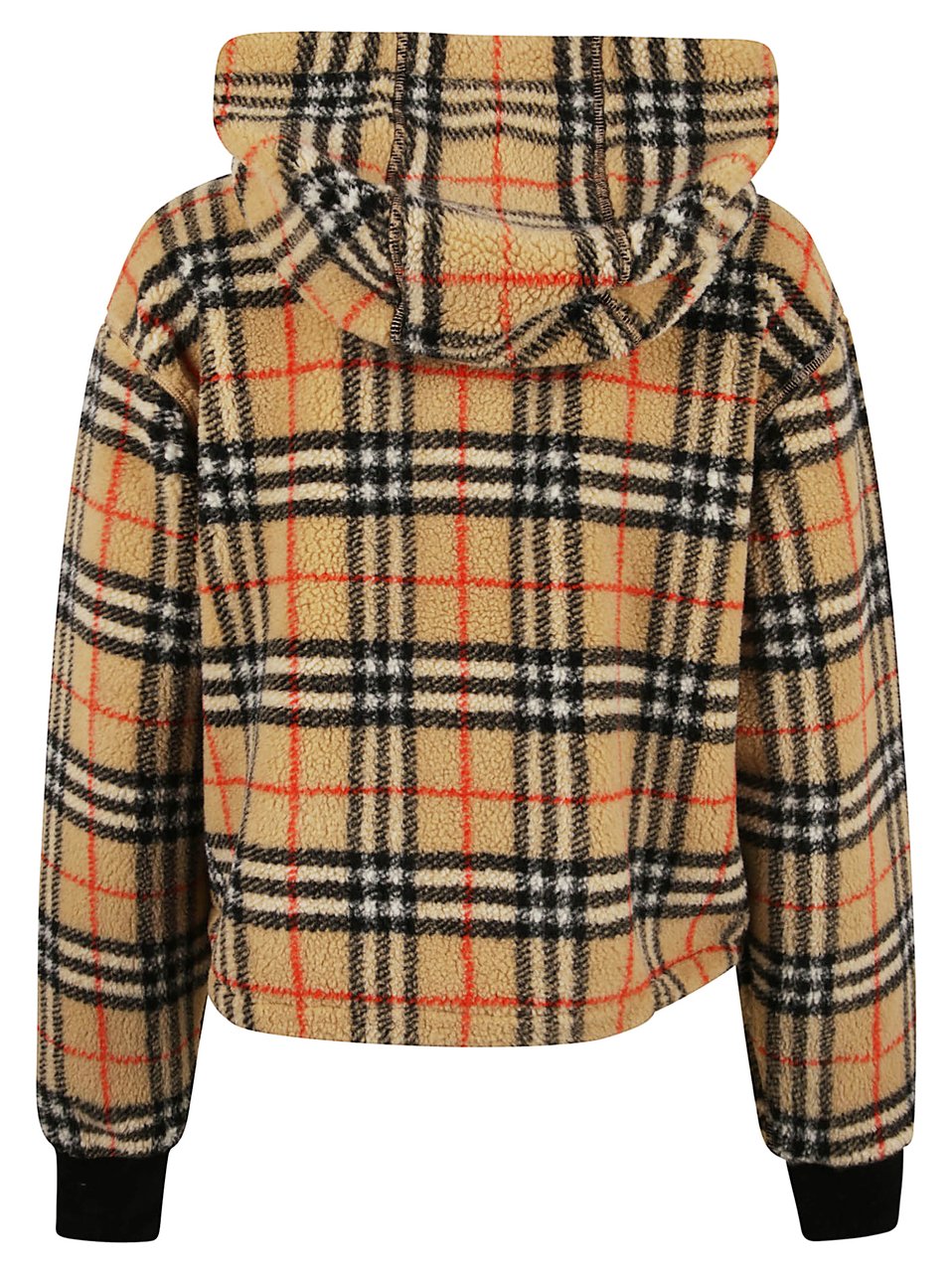 Burberry Cropped Checkered Jacket with Adjustable Hood Bruin