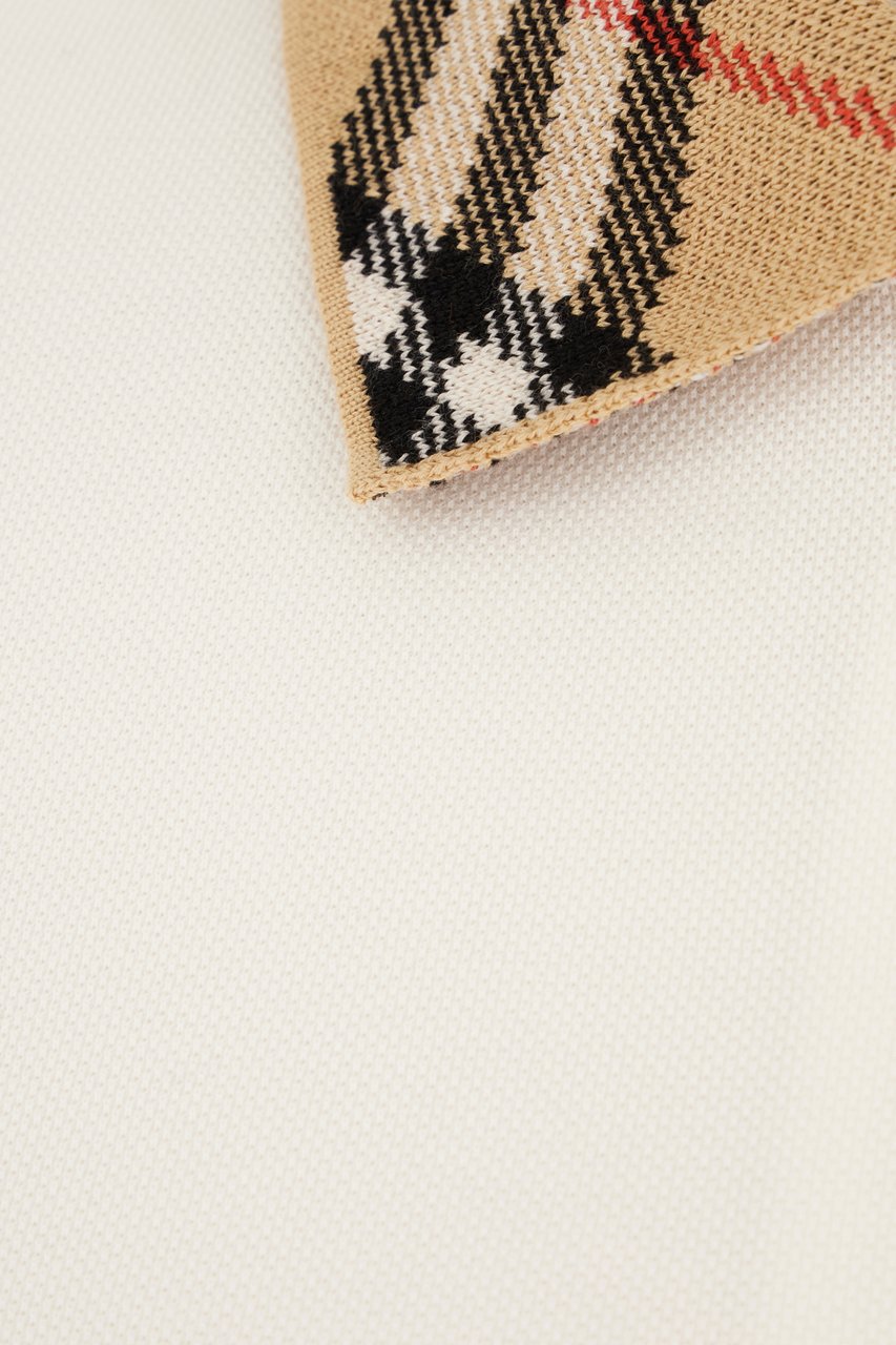 Burberry Ivory piquet polo shirt Neutraal