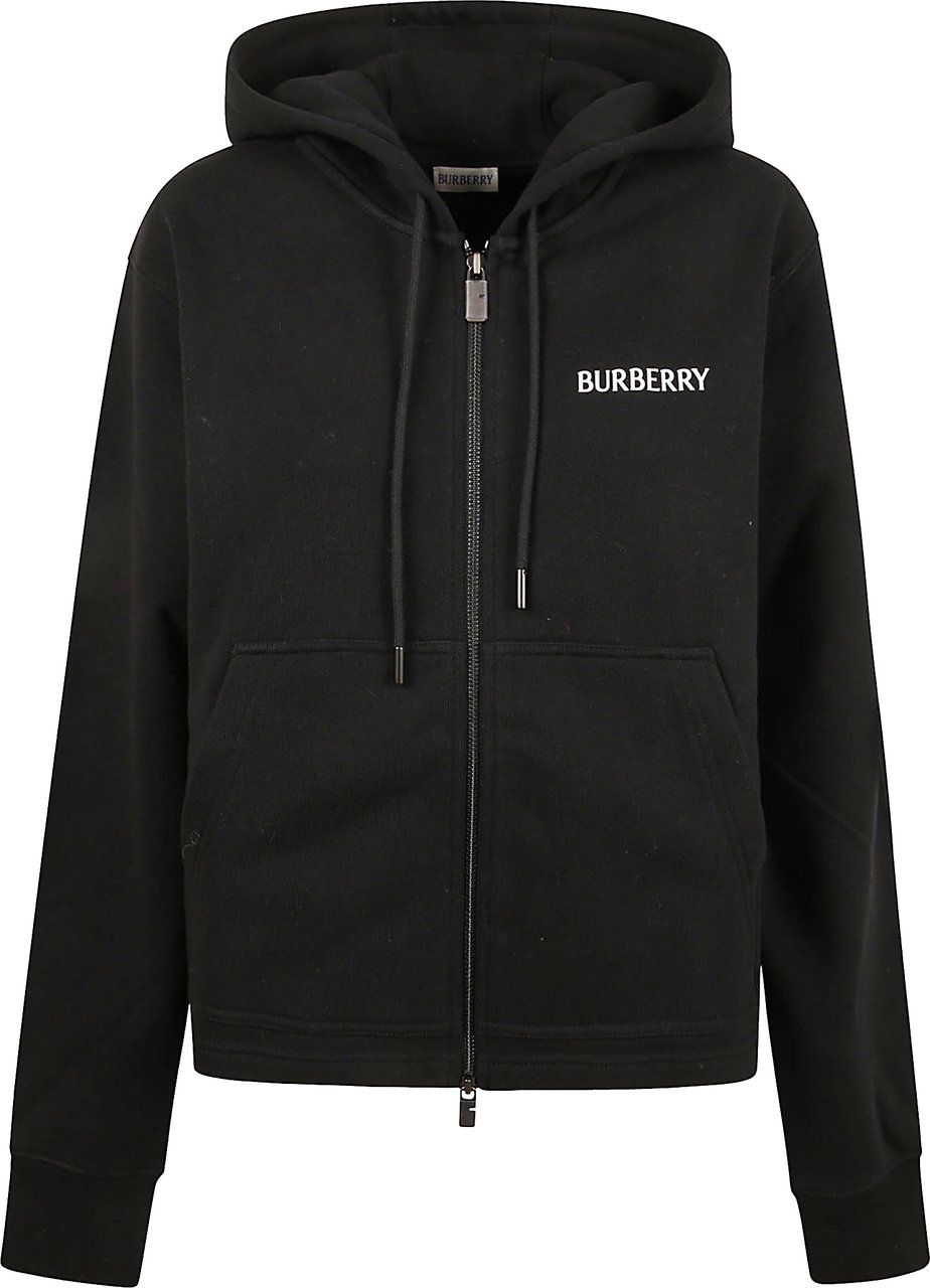 Burberry Zip-Up Hoodie with Adjustable Drawstring Zwart