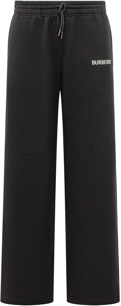Burberry Pantaloni Ampi con Ricamo Logo Zwart