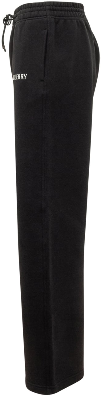Burberry Pantaloni Ampi con Ricamo Logo Zwart