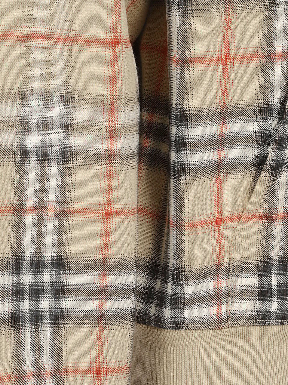 Burberry Gradient Check Cotton Hooded Sweatshirt Neutraal