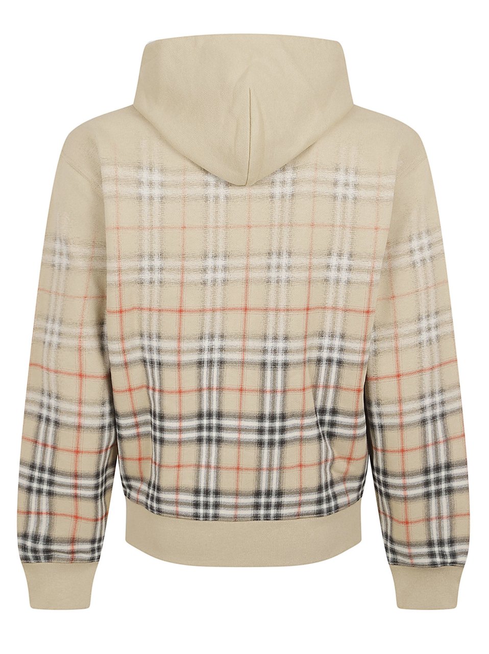 Burberry Gradient Check Cotton Hooded Sweatshirt Neutraal