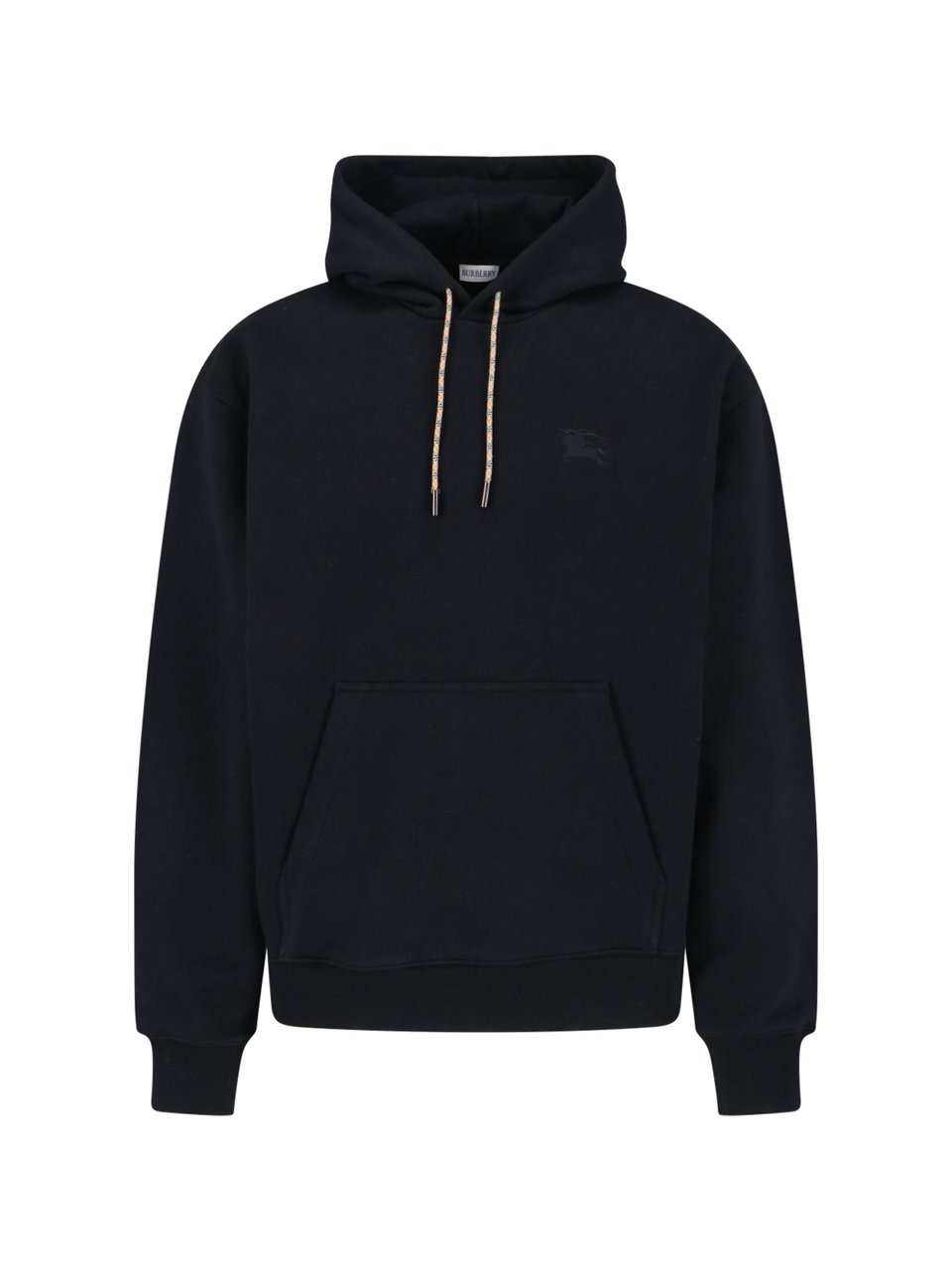 Burberry "Reilly Chk Pch" Hooded Sweatshirt In Black Cotton Zwart