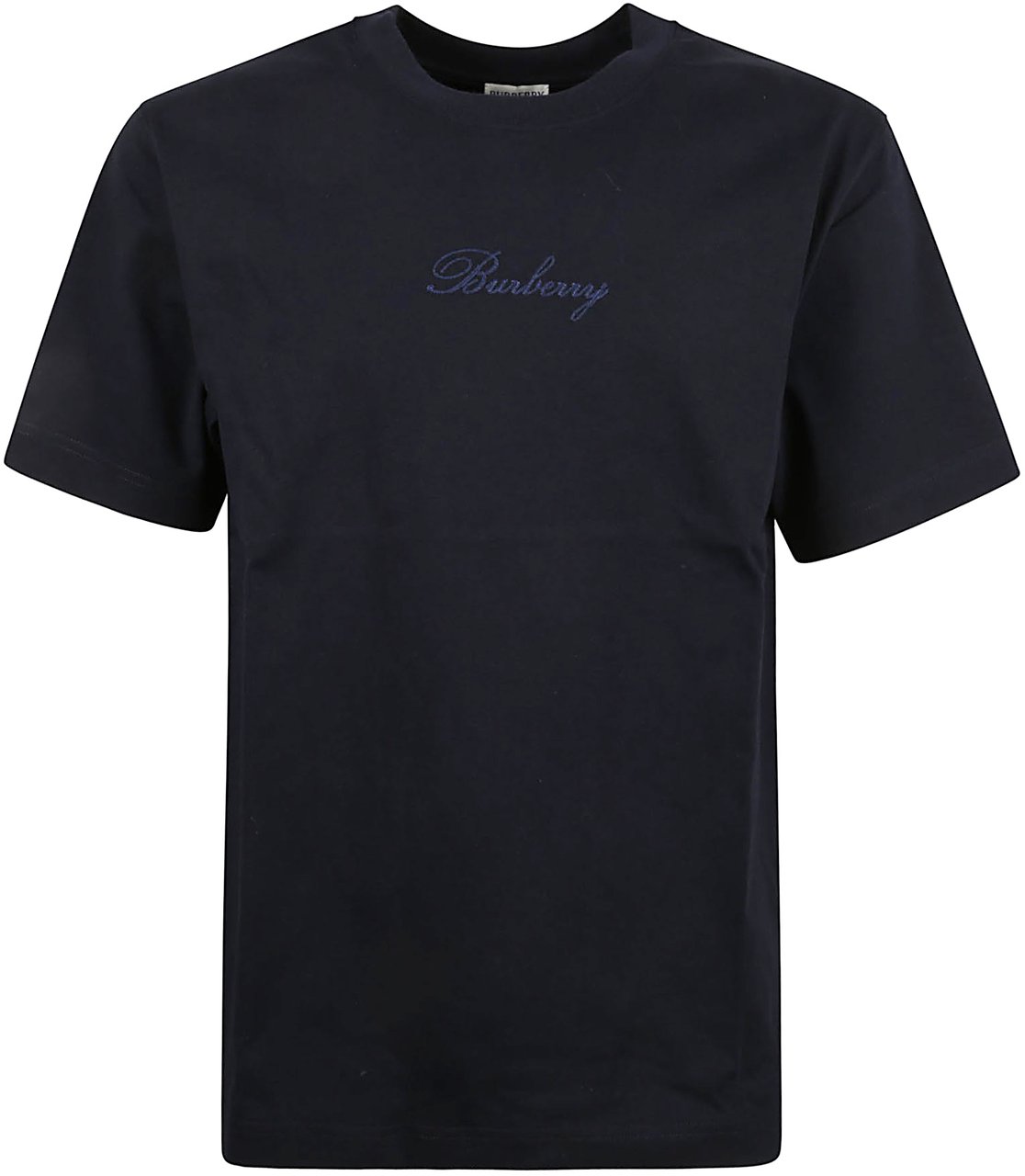 Burberry Classic Navy T-Shirt with Embroidered Logo Zwart
