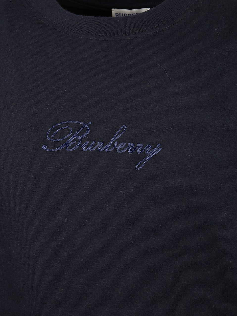 Burberry Classic Navy T-Shirt with Embroidered Logo Zwart