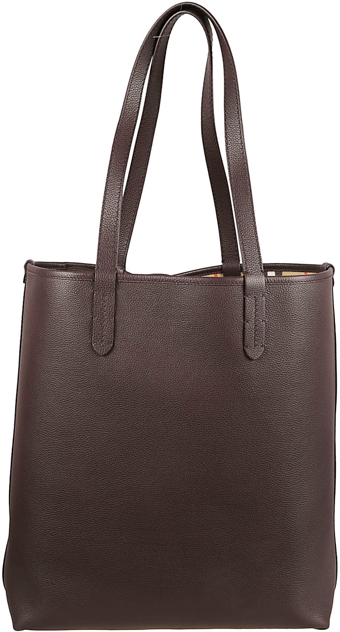 Burberry Structured Brown Calf Grain Leather Tote Bag Bruin