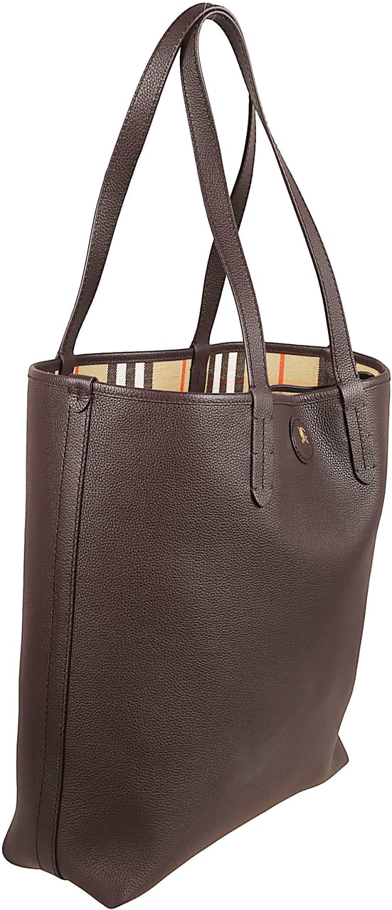 Burberry Structured Brown Calf Grain Leather Tote Bag Bruin
