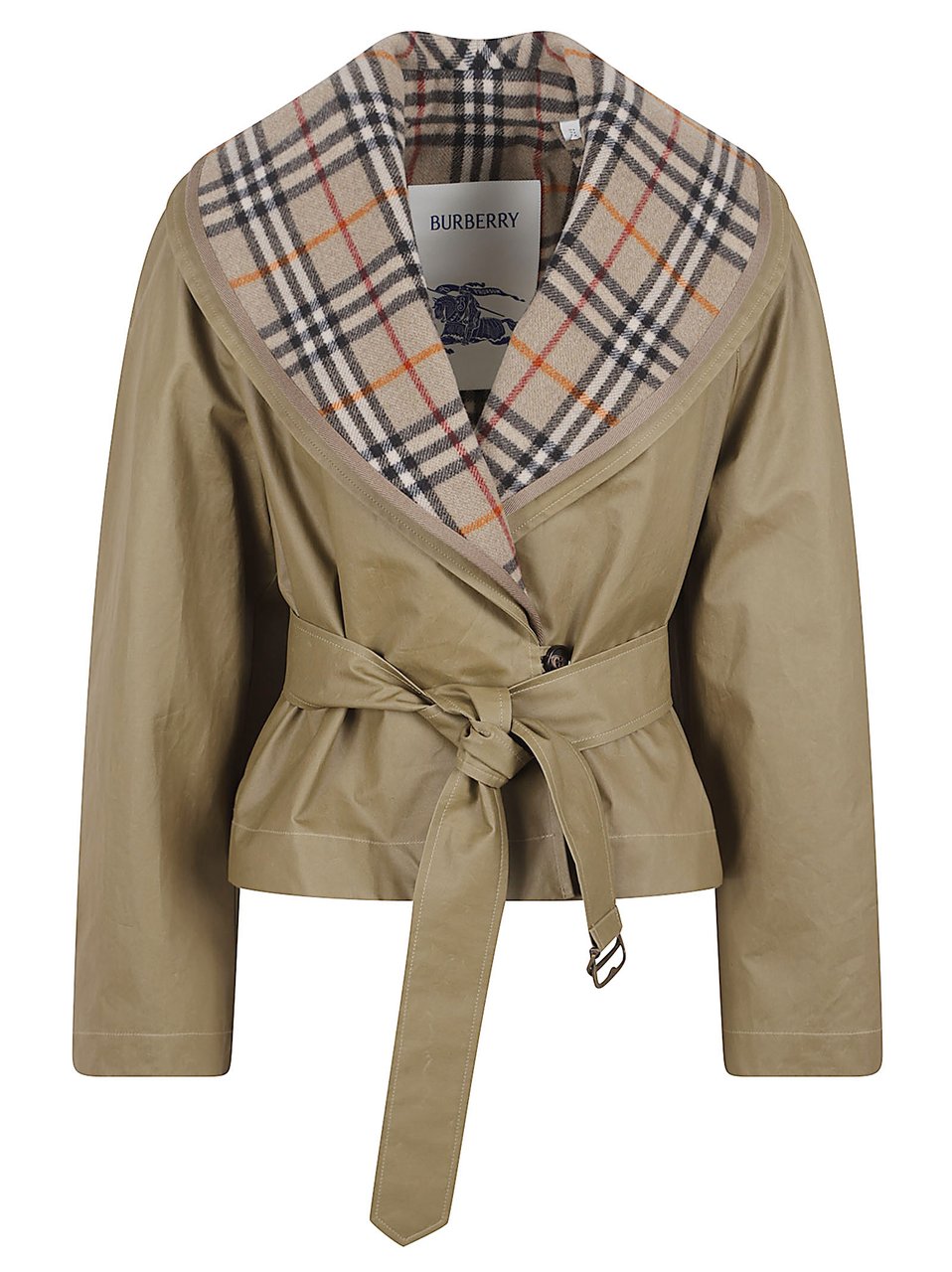 Burberry Cropped Jacket with Belted Waist Neutraal