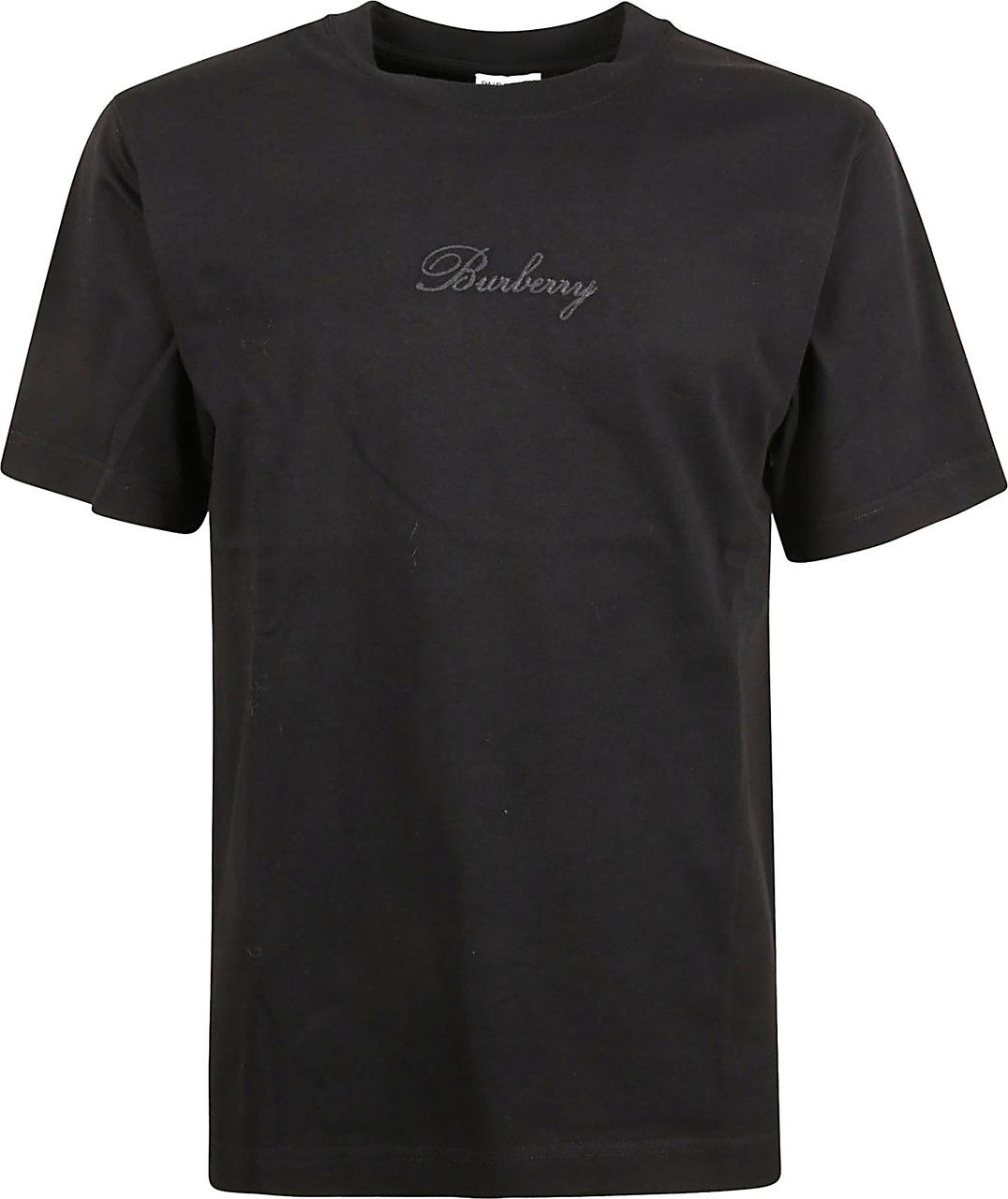 Burberry Short-Sleeve Cotton T-Shirt with Embroidered Logos Zwart