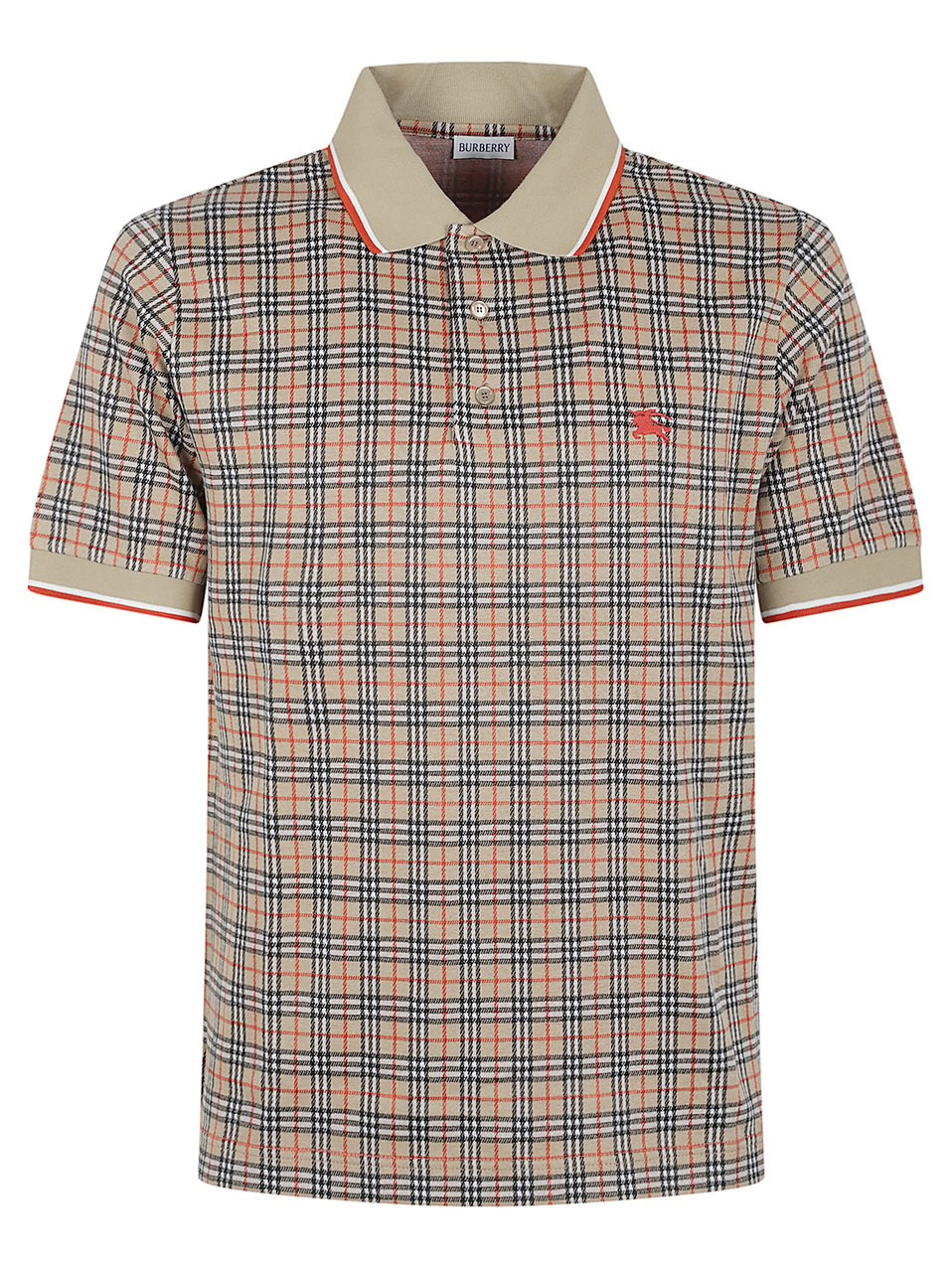 Burberry Checkered Pattern Polo Shirt Grijs