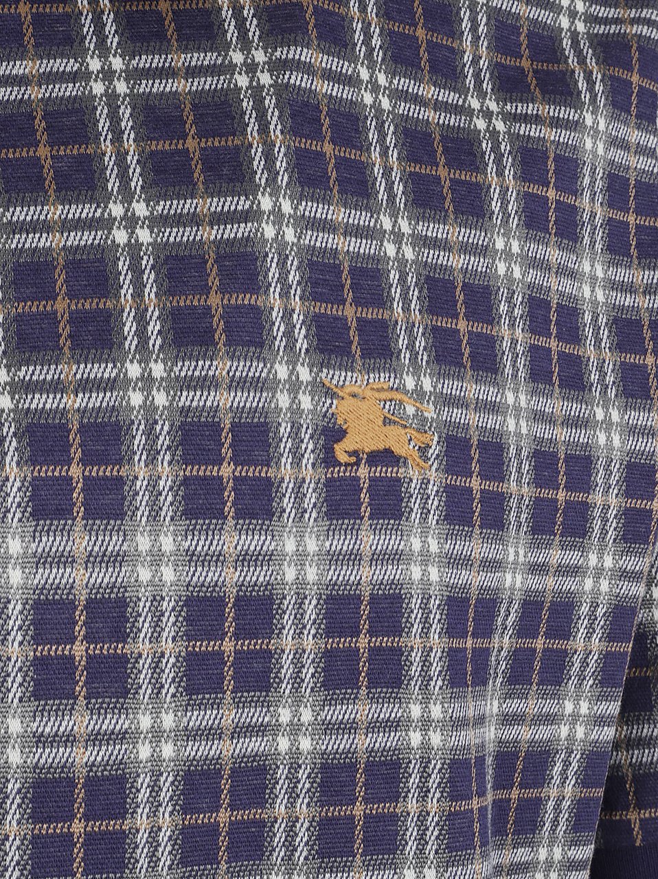 Burberry Checkered Polo Top with 3-Button Closure Grijs