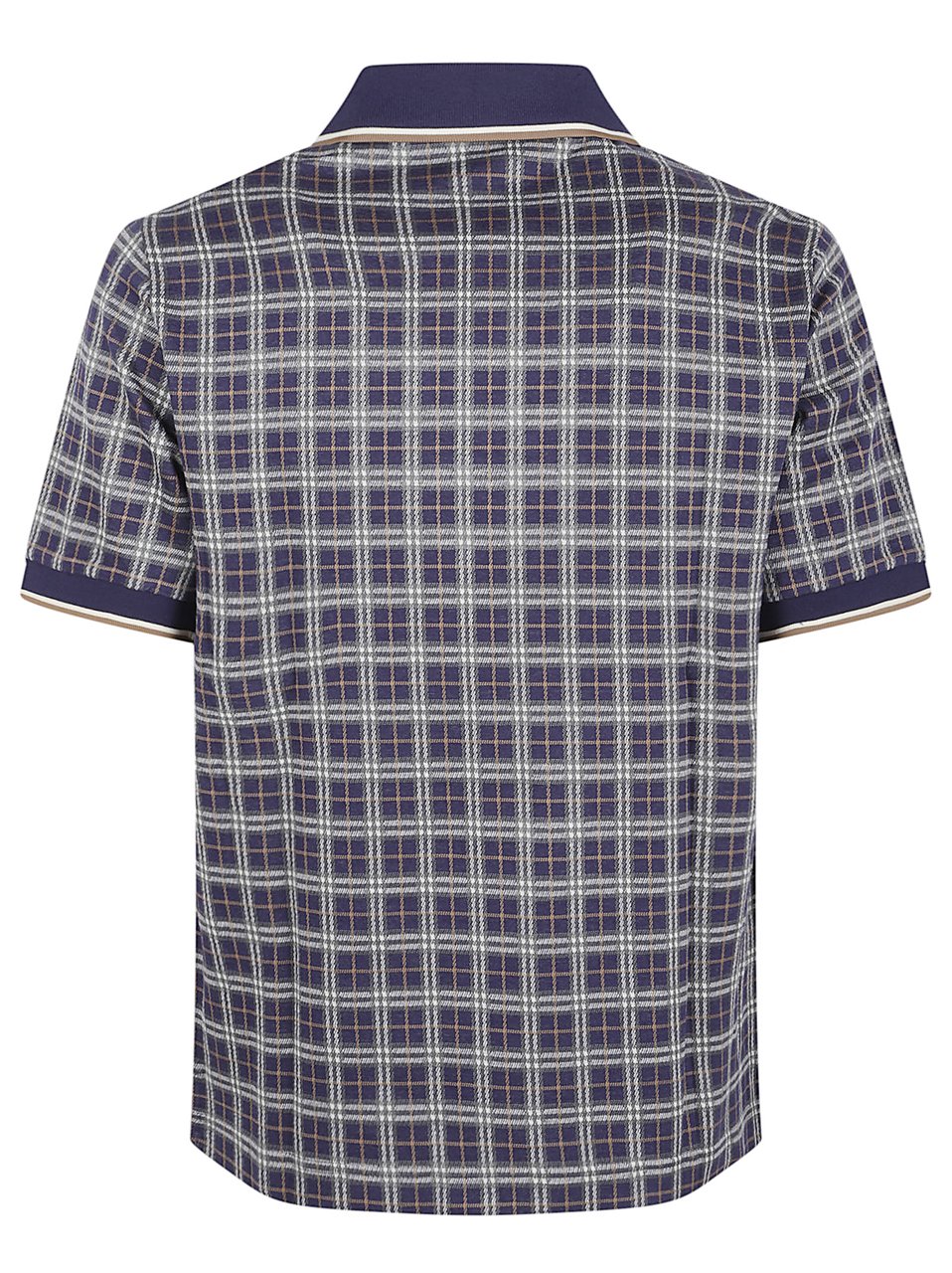 Burberry Checkered Polo Top with 3-Button Closure Grijs