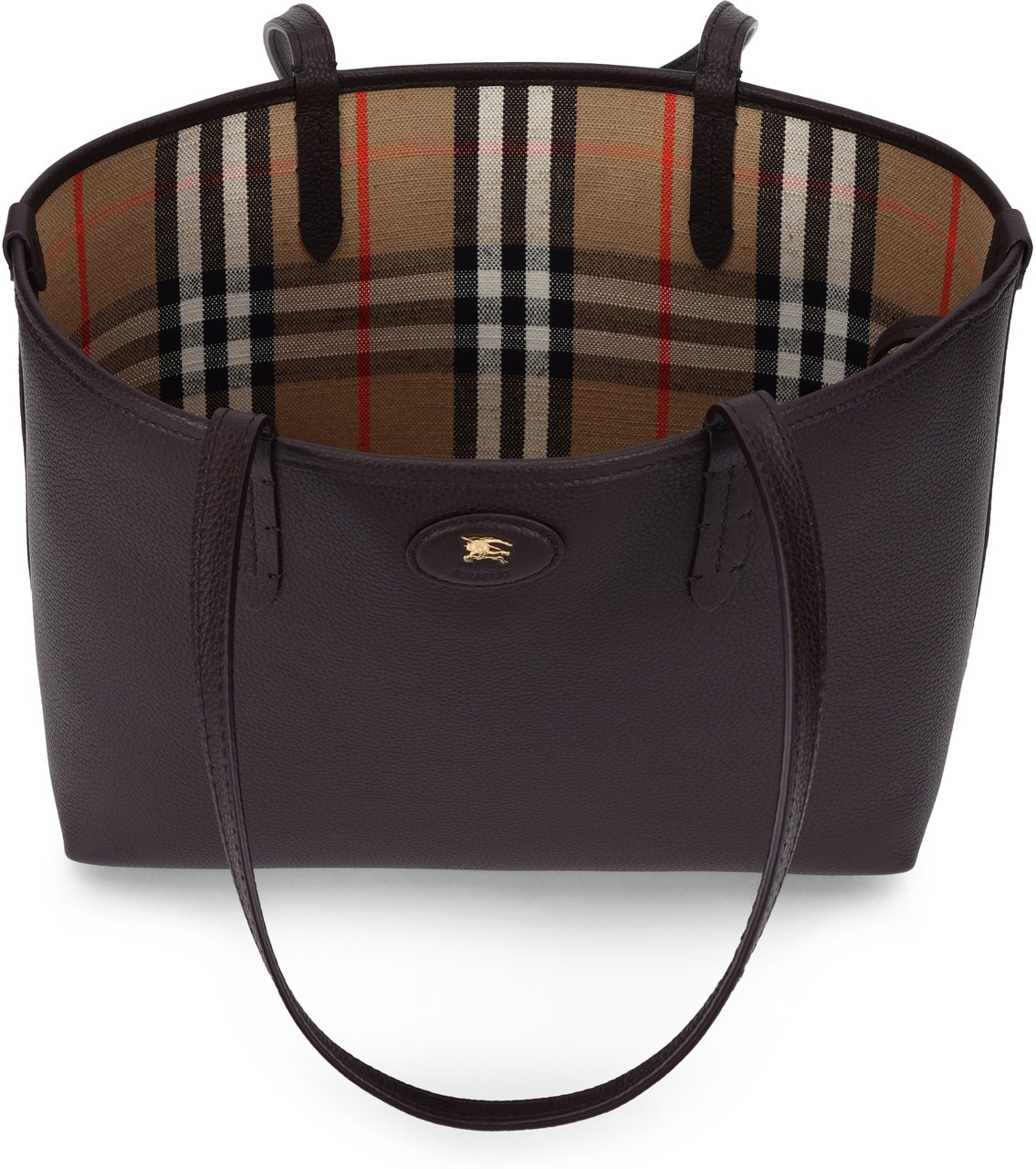 Burberry Medium leather tote bag Highlands Zwart