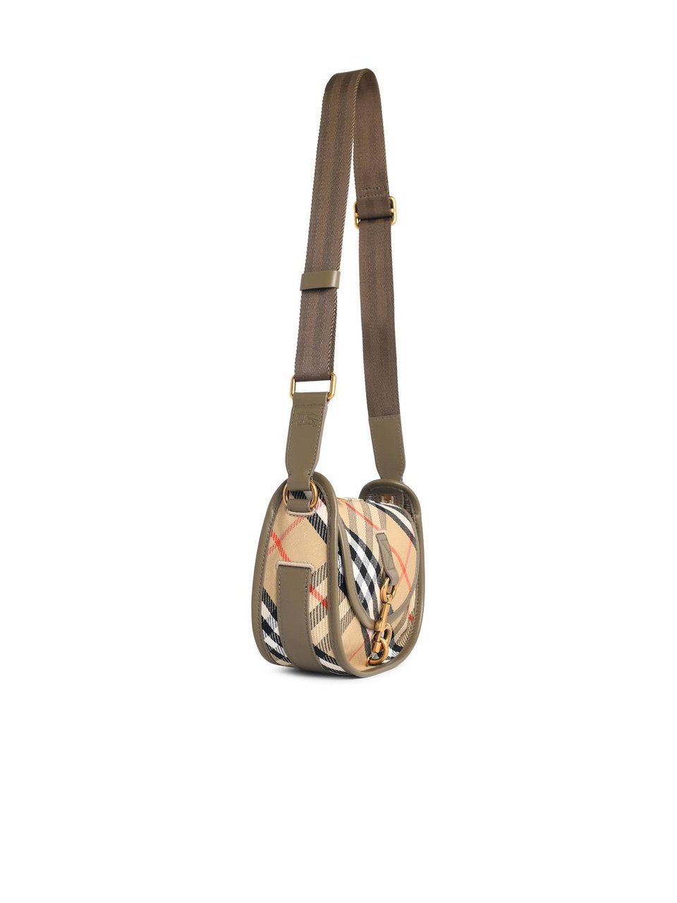 Burberry 'B Clip' Mini Messenger Bag In Beige Sand Cotton Blend Bruin