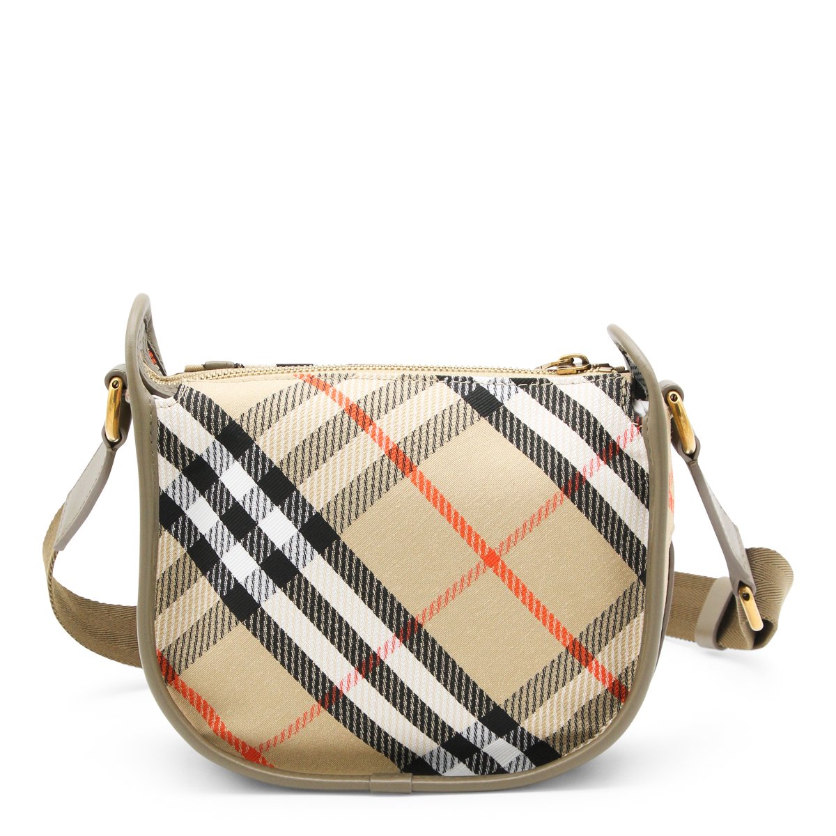 Burberry 'B Clip' Mini Messenger Bag In Beige Sand Cotton Blend Bruin