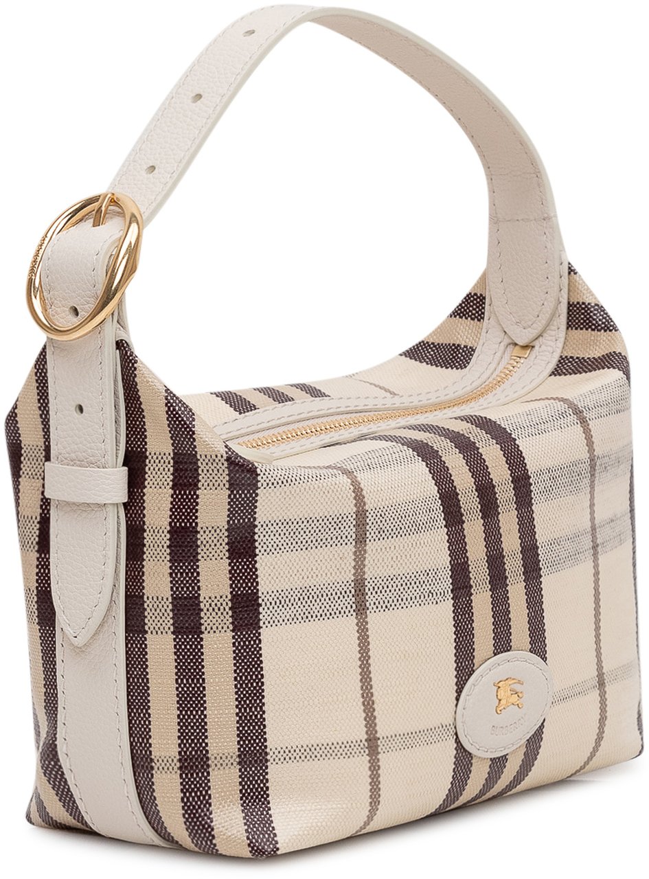 Burberry Borsa Highlands in Tessuto e Pelle Beige