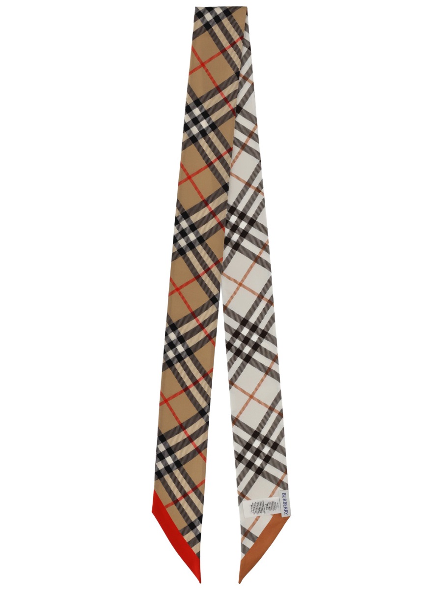 Burberry Silk Thin Check Scarf Grijs