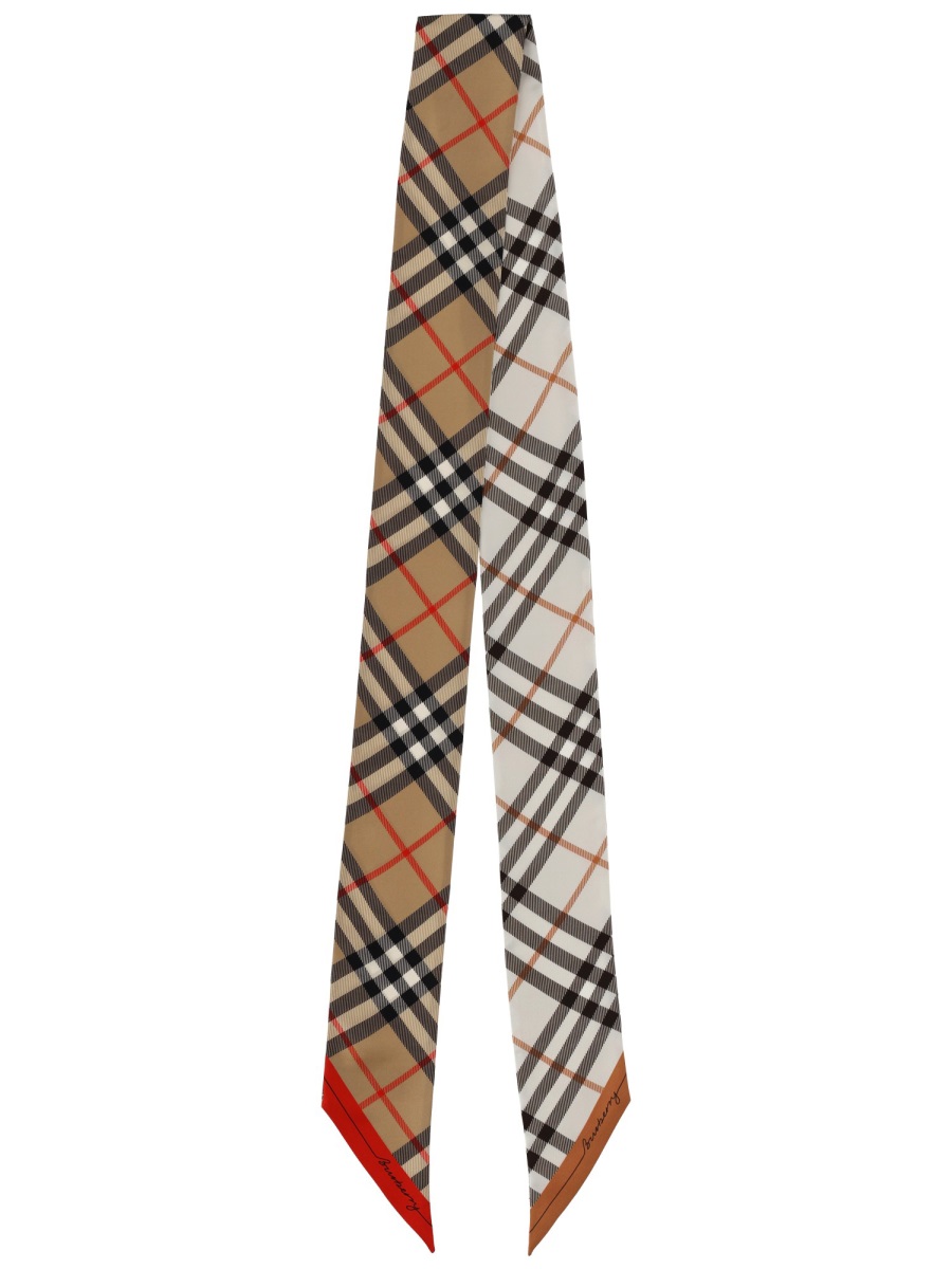 Burberry Silk Thin Check Scarf Grijs