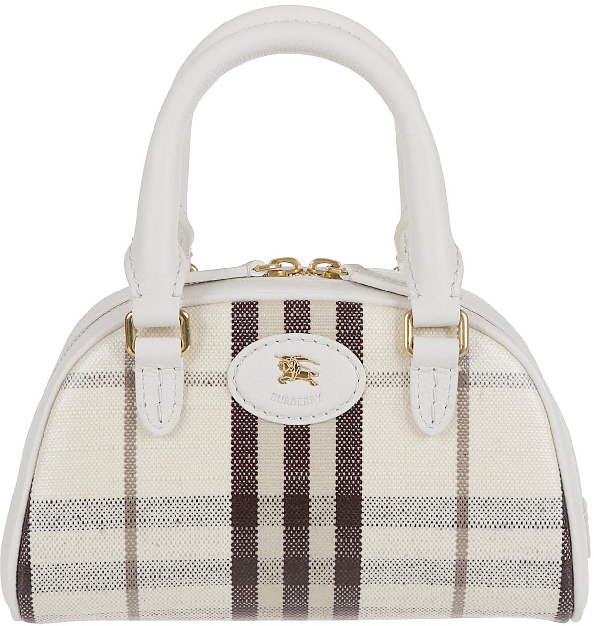 Burberry Highlands Small Top-Handle Bag in Check Pattern Grijs