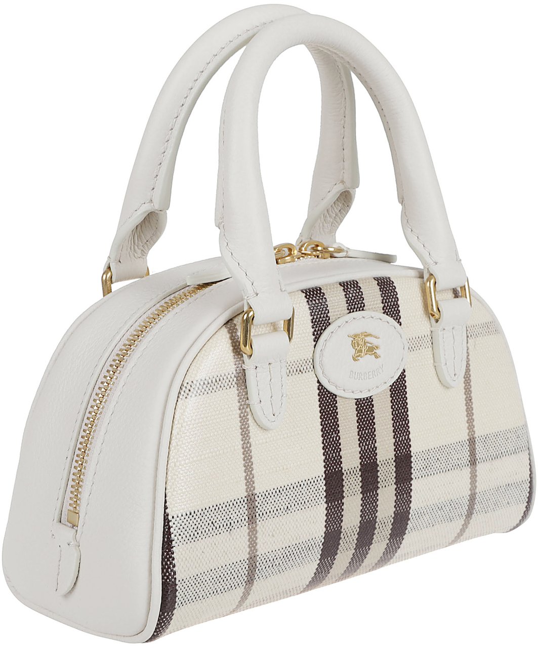 Burberry Highlands Small Top-Handle Bag in Check Pattern Grijs