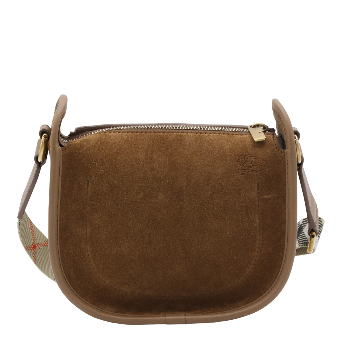 Burberry Rounded Saddle Bag in Rich Brown Suede Bruin