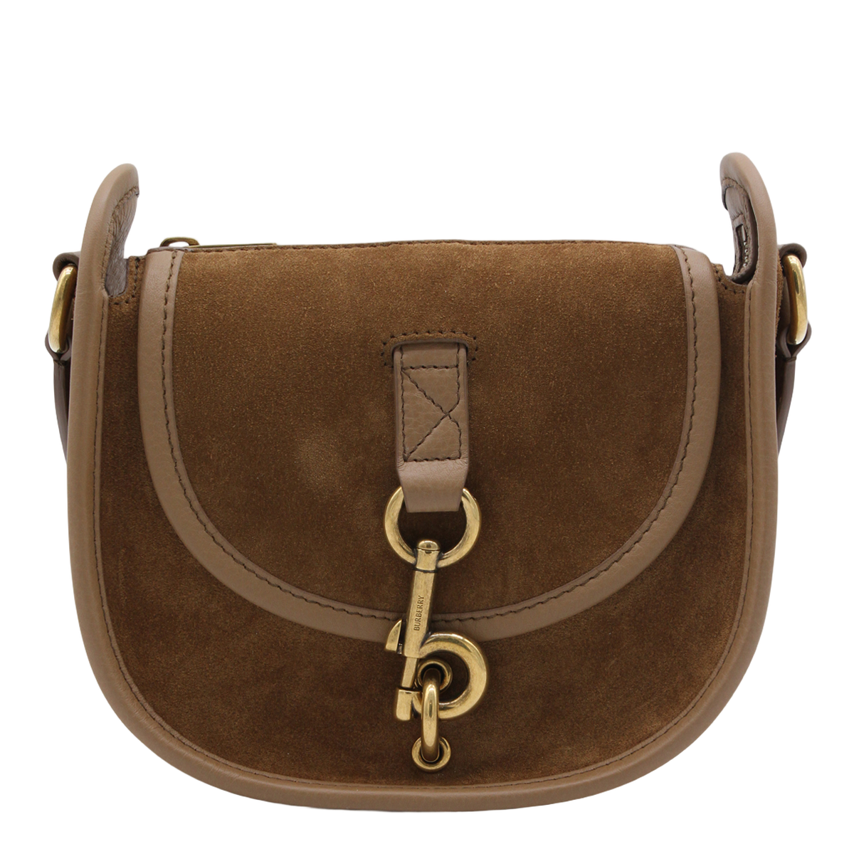 Burberry Rounded Saddle Bag in Rich Brown Suede Bruin