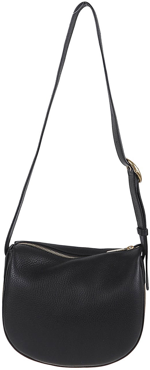 Burberry Rounded Black Leather Shoulder Bag Zwart