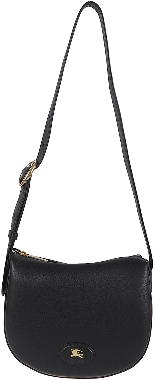 Burberry Rounded Black Leather Shoulder Bag Zwart