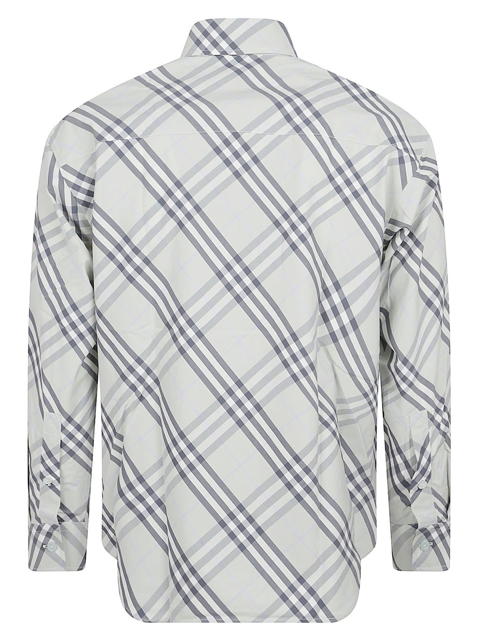 Burberry Diagonal Plaid Button-Up Shirt Wit