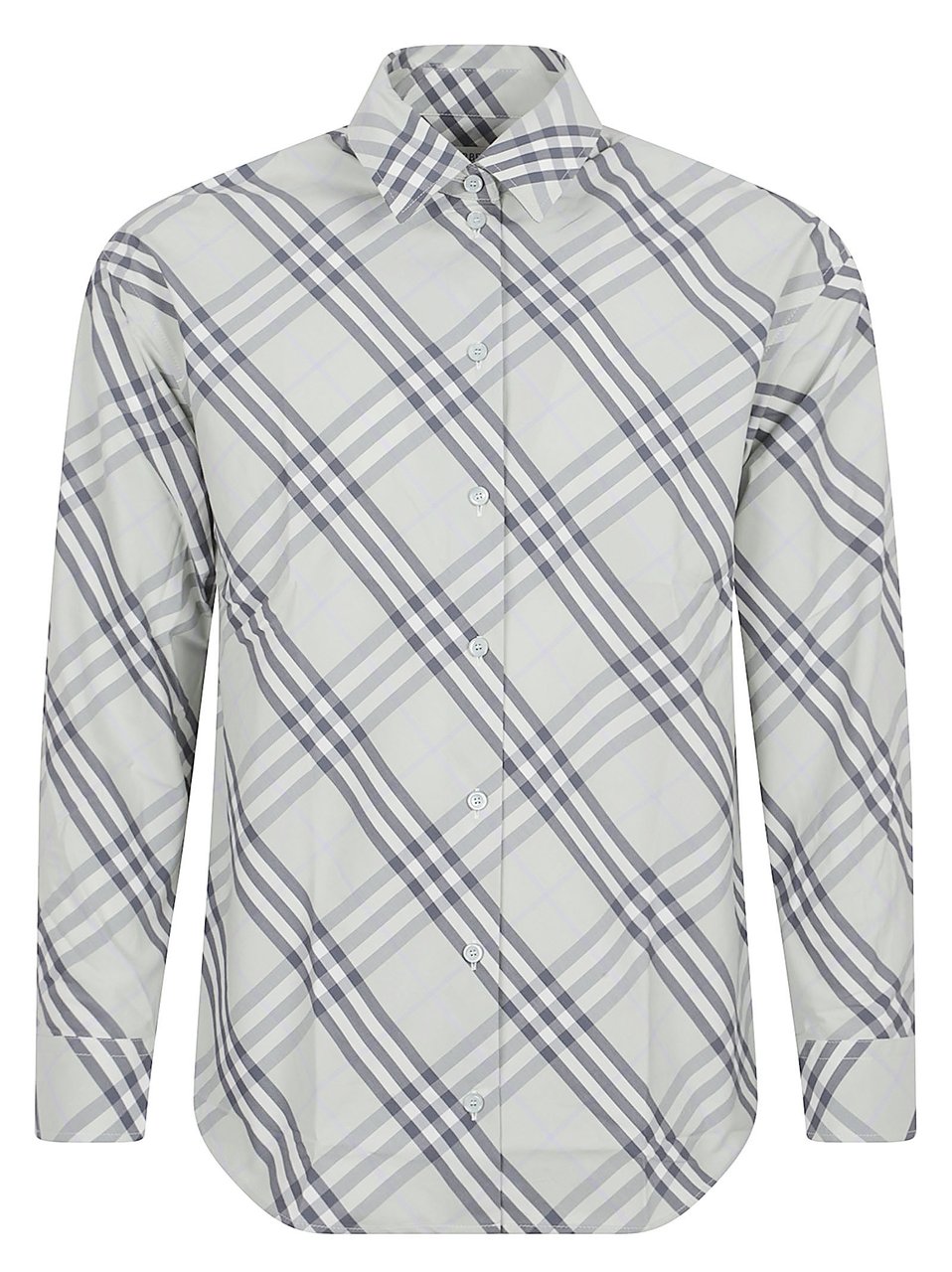 Burberry Diagonal Plaid Button-Up Shirt Wit