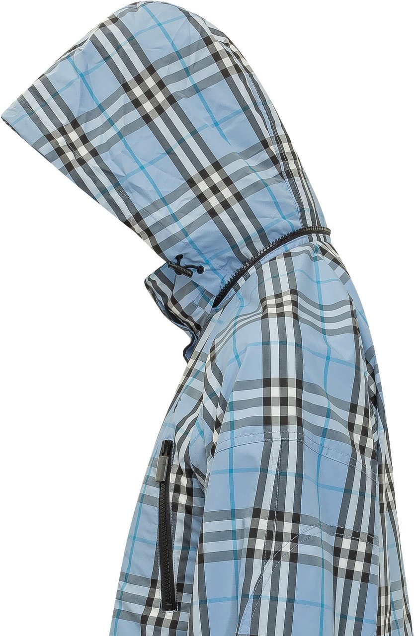 Burberry Giacca con Collo Alto e Motivo a Quadri Lichtblauw