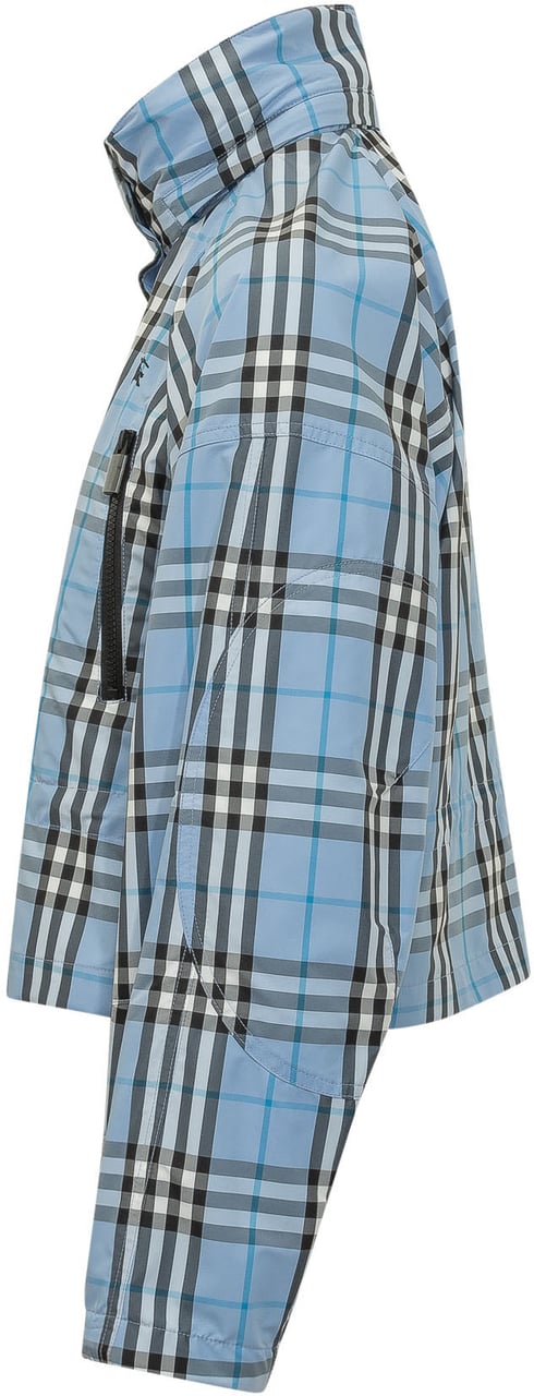 Burberry Giacca con Collo Alto e Motivo a Quadri Lichtblauw