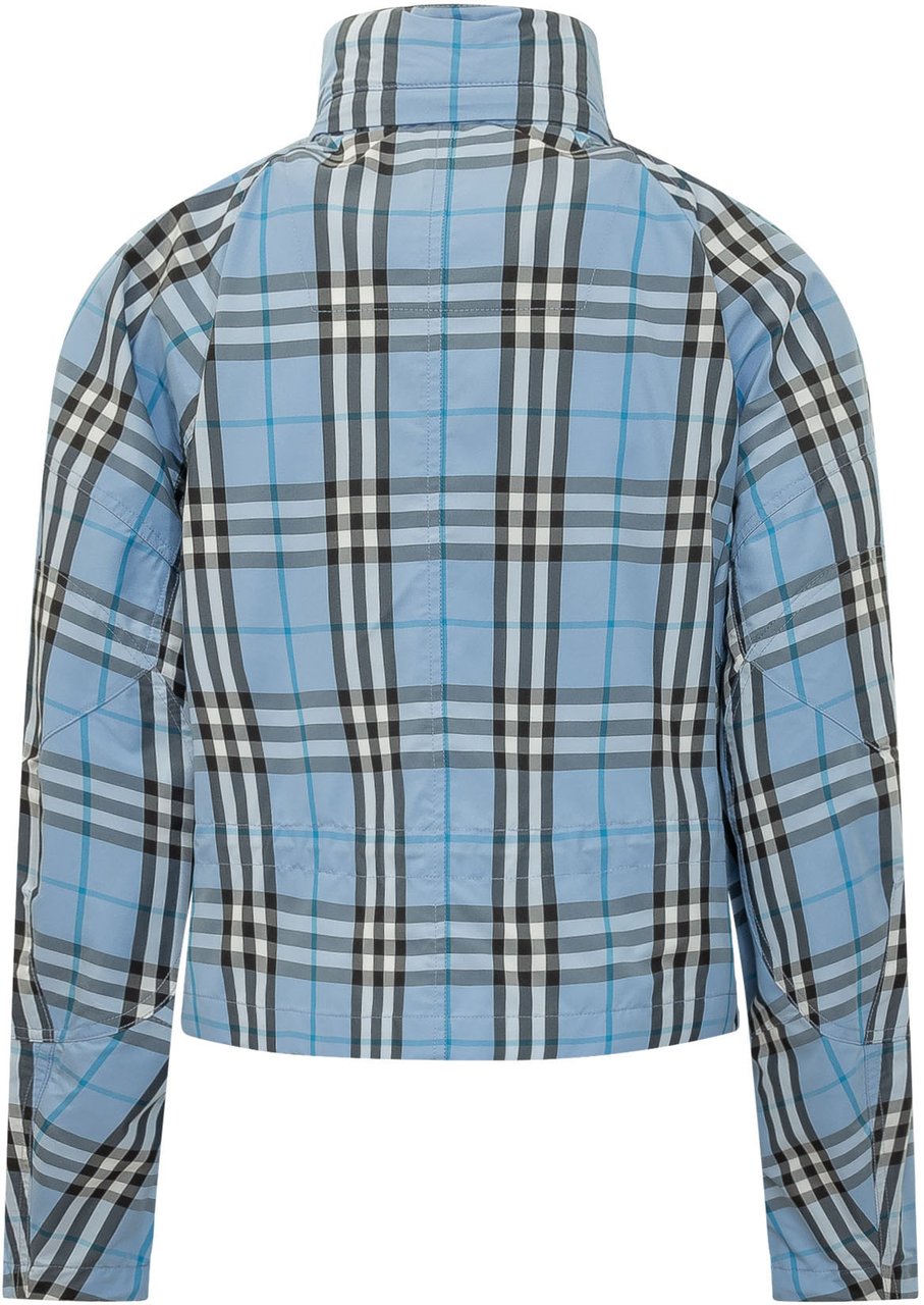 Burberry Giacca con Collo Alto e Motivo a Quadri Lichtblauw
