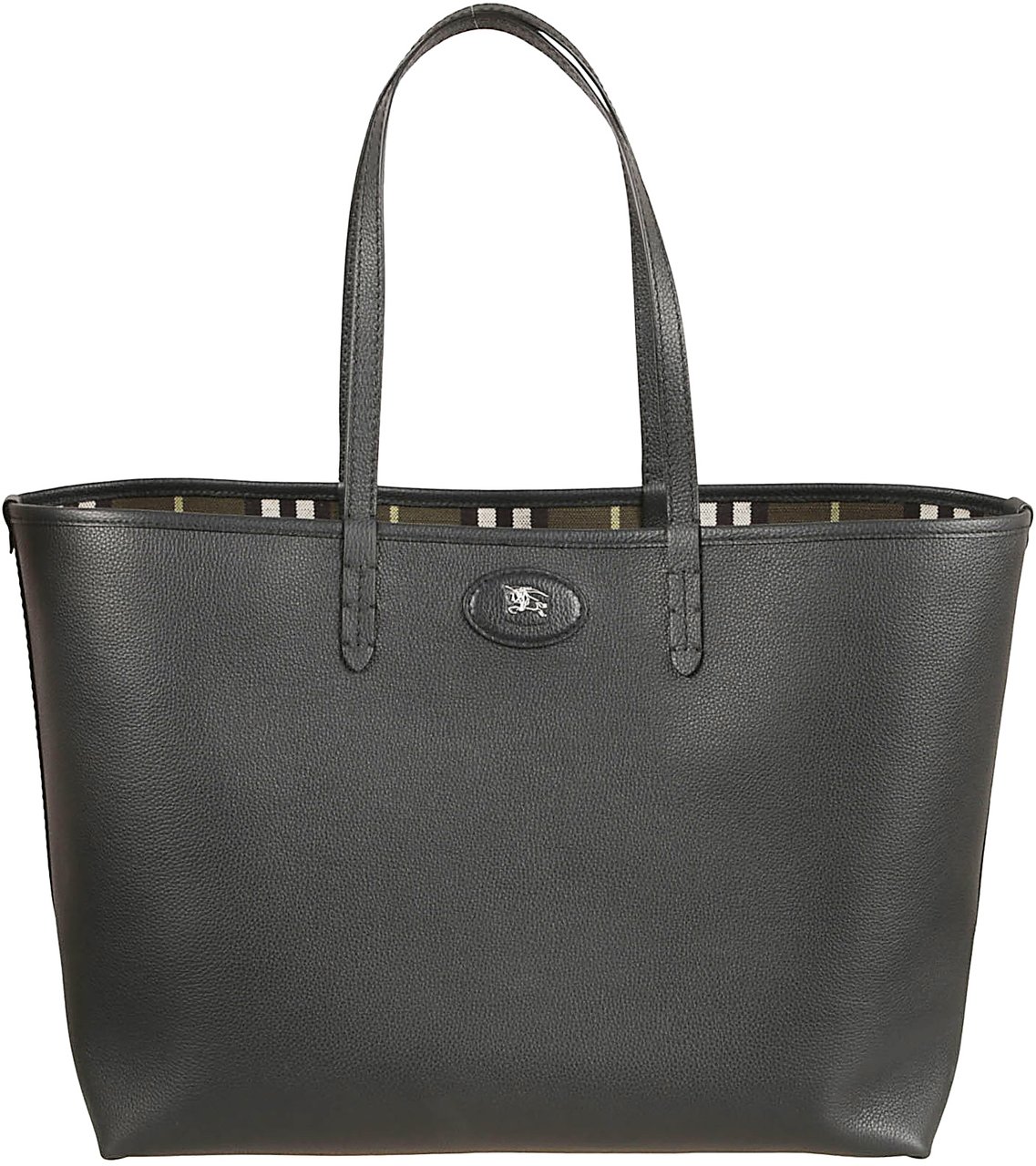Burberry Rectangular Tote Bag in Textured Calf Grain Leather Grijs