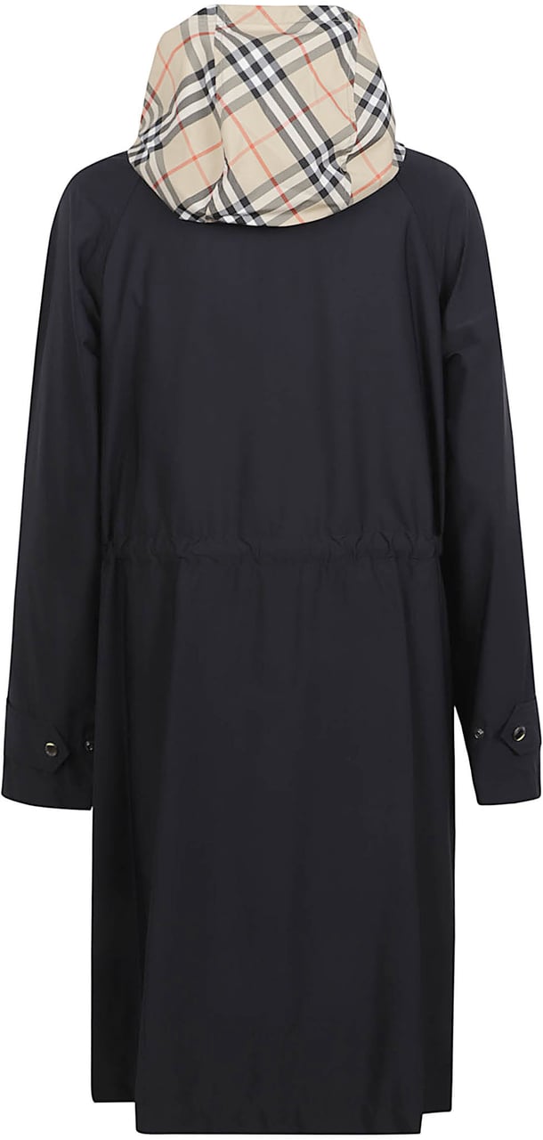 Burberry Nylon Stretch Parka with Equestrian Knight Print and Detachable Hood Zwart
