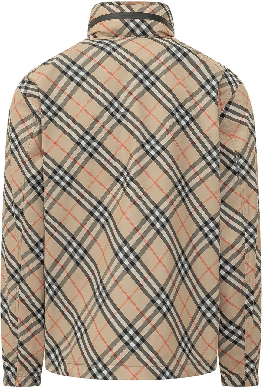Burberry Giacca con Zip e Motivo Check Beige