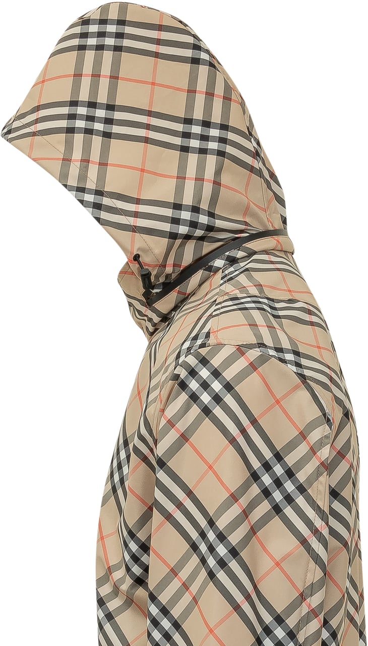 Burberry Giacca con Zip e Motivo Check Beige