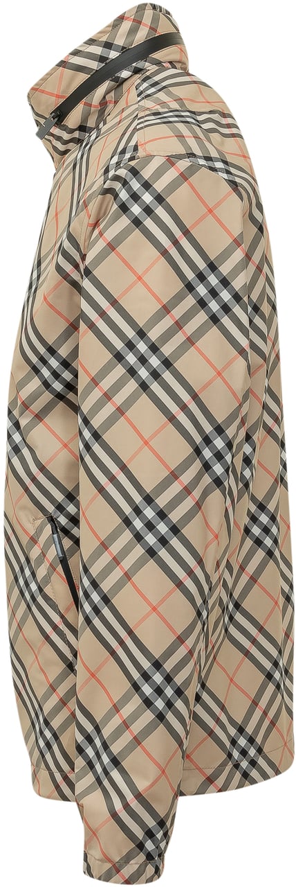 Burberry Giacca con Zip e Motivo Check Beige