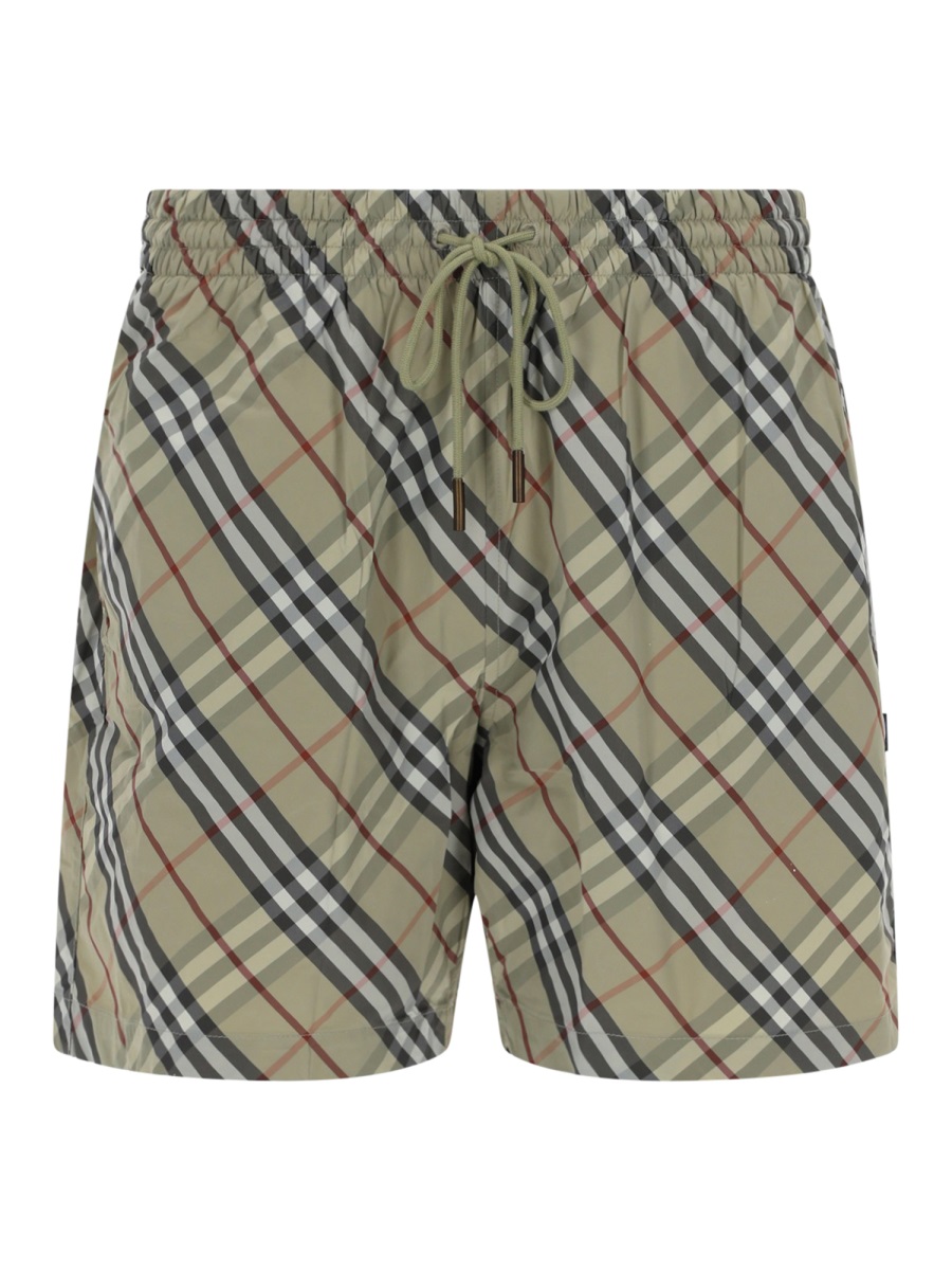 Burberry Check Swim Shorts Geometric Swimsuit Grijs