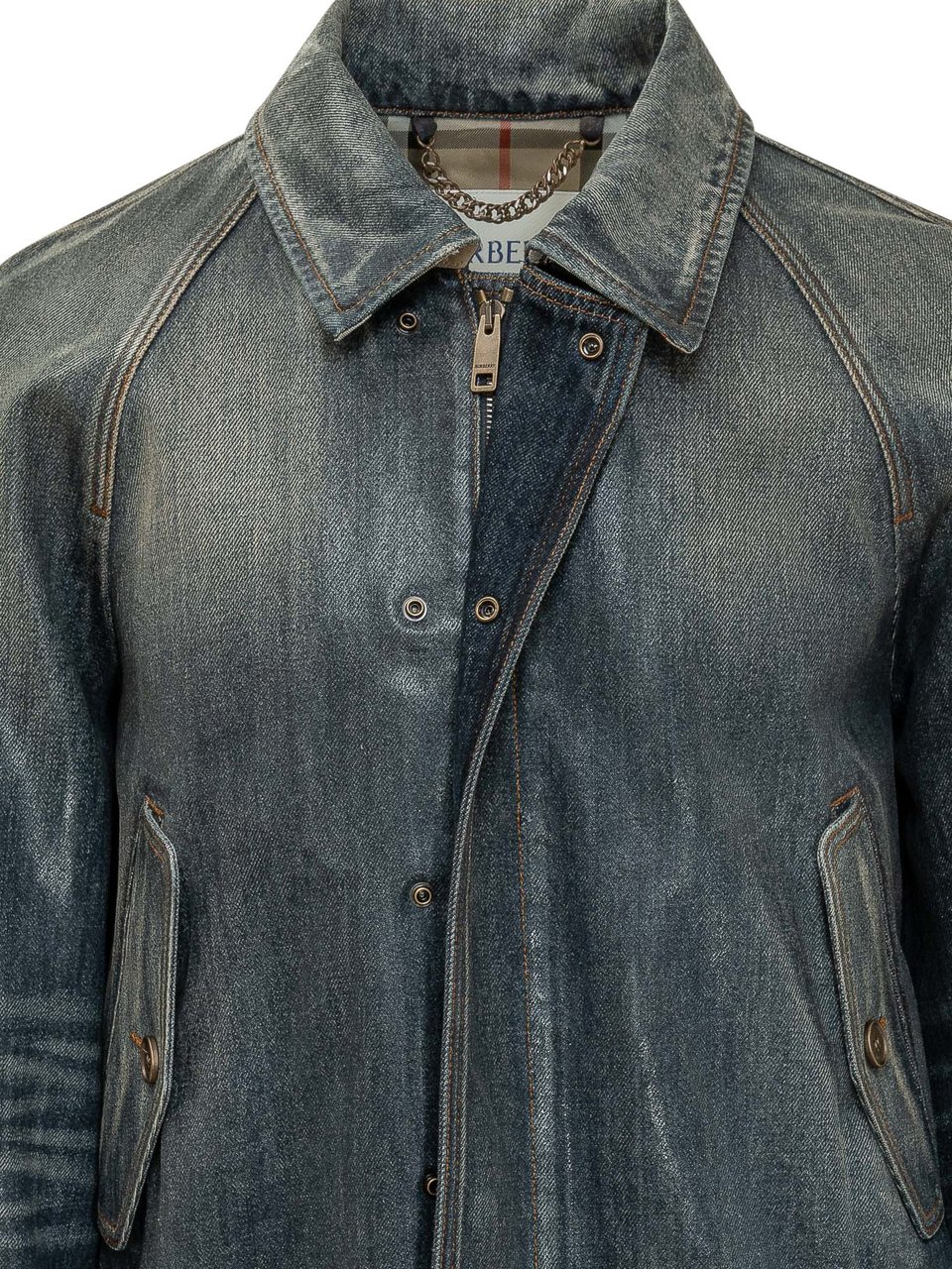 Burberry Giacca Denim con Collo Classico Blauw