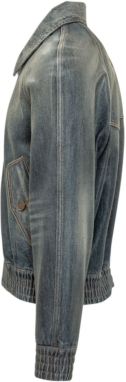 Burberry Giacca Denim con Collo Classico Blauw
