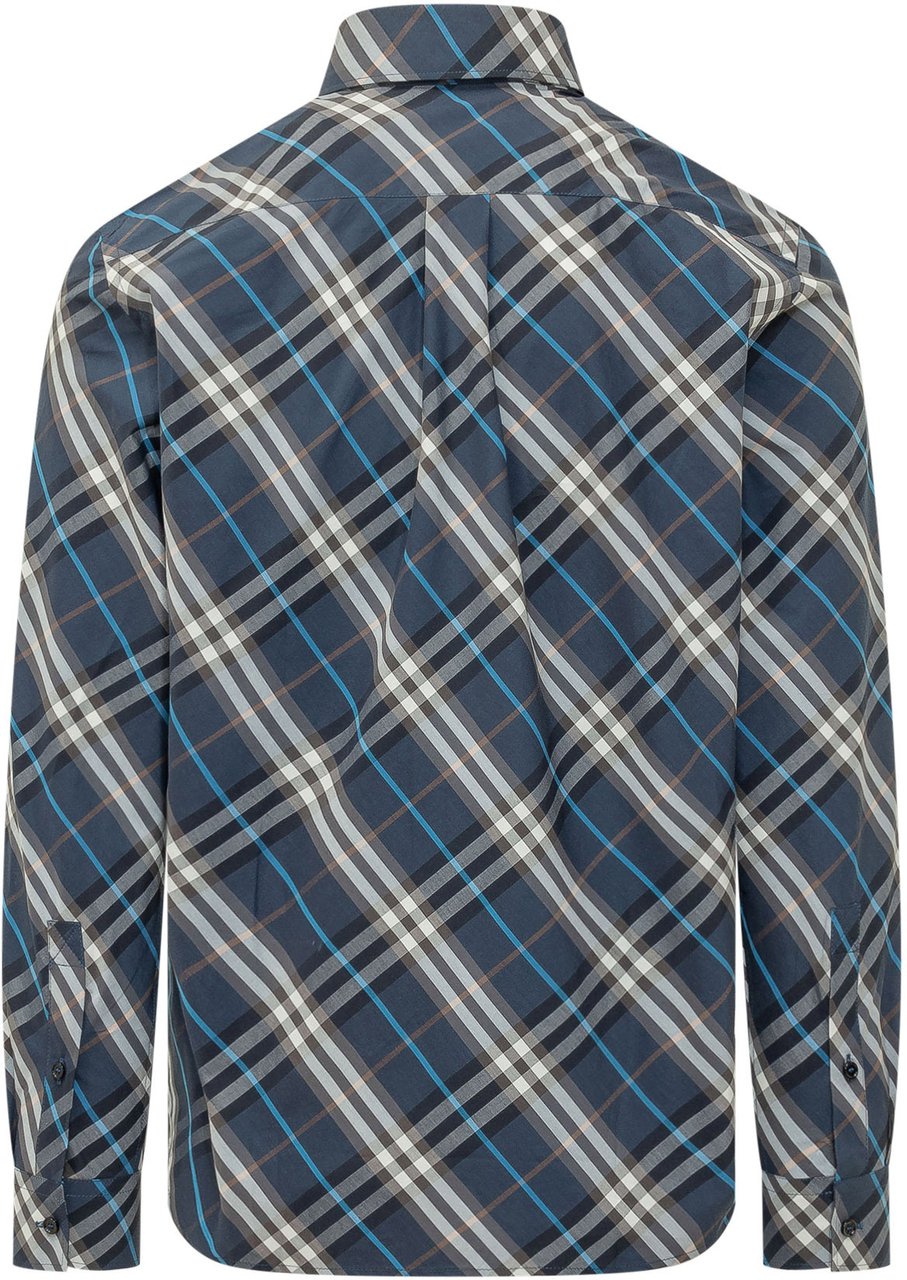 Burberry Camicia A Quadri Con Bottoni Navy