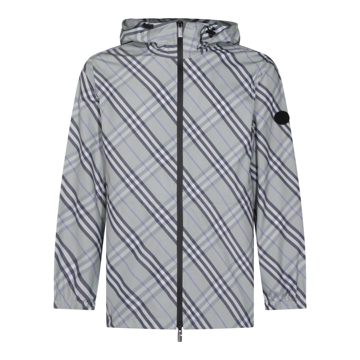 Burberry Light Grey Hooded Check Jacket Grijs