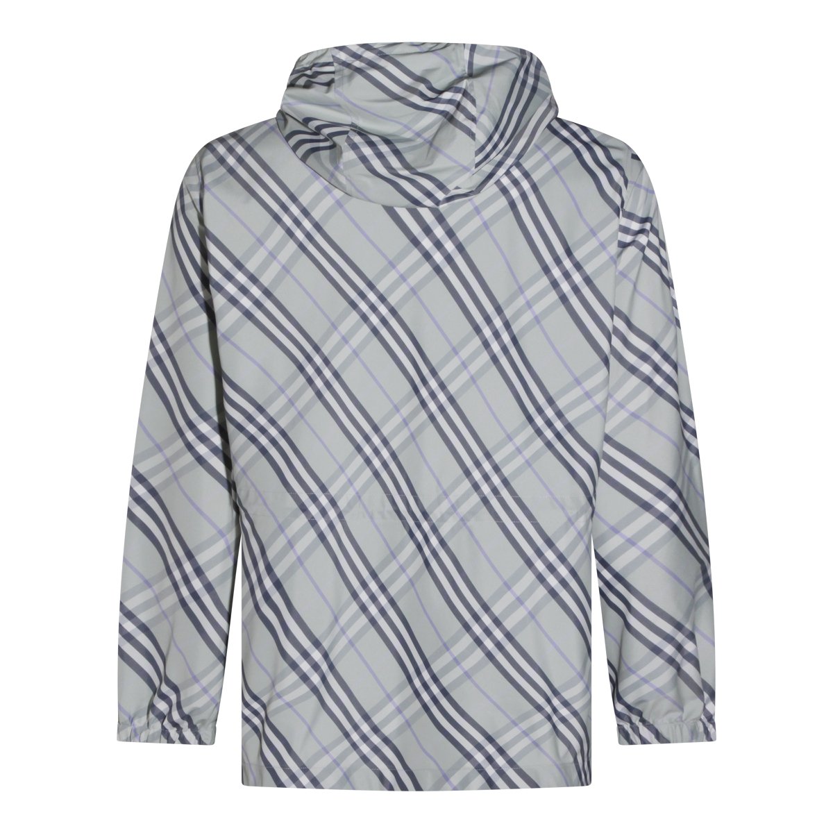 Burberry Light Grey Hooded Check Jacket Grijs