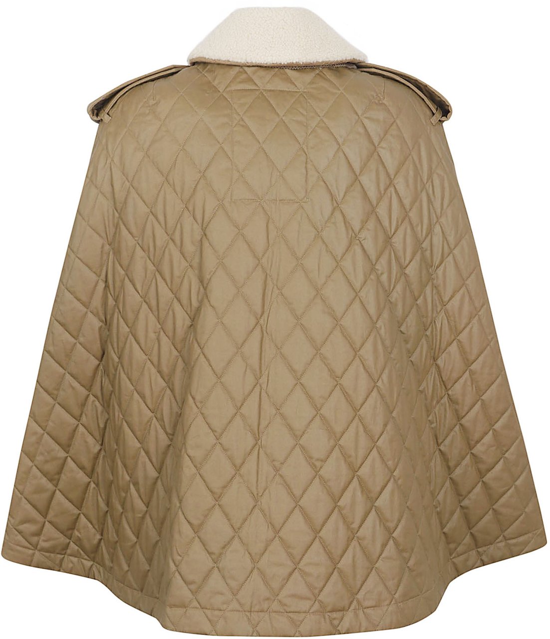 Burberry Quilted Cape with Teddy Collar and Contrast Fastening Neutraal