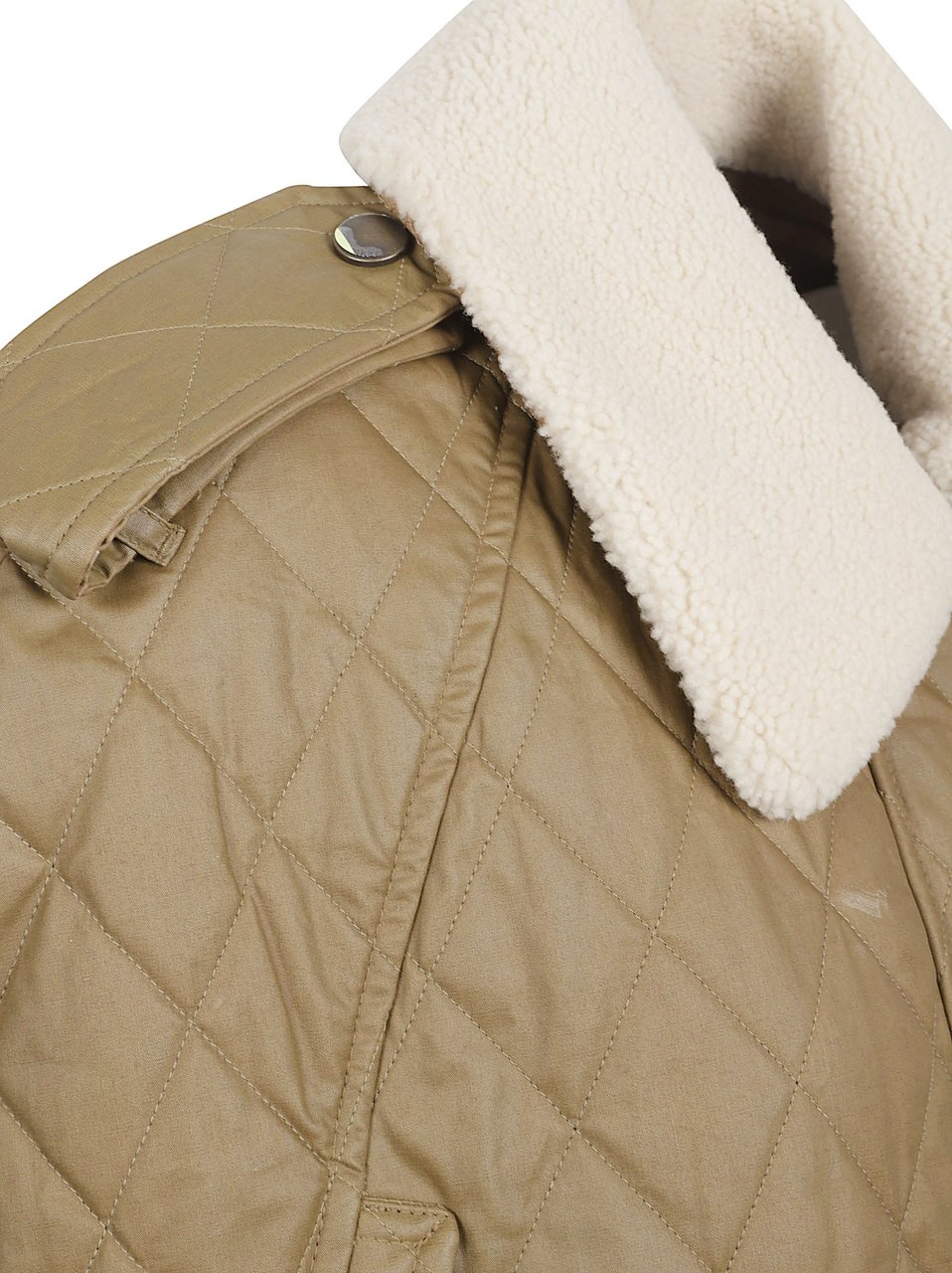 Burberry Quilted Cape with Teddy Collar and Contrast Fastening Neutraal