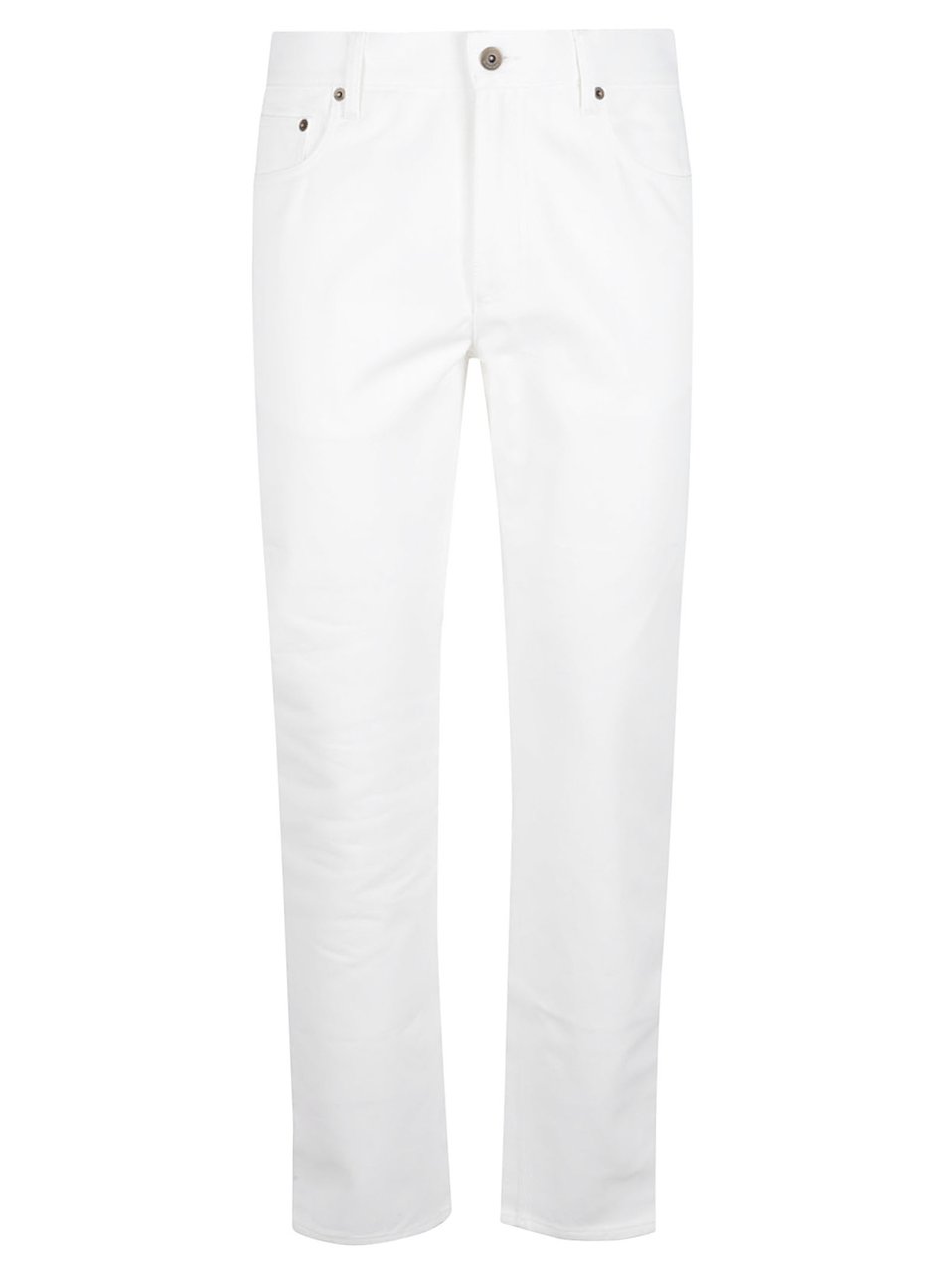 Burberry Straight-Leg White Jeans with Five-Pocket Design and Leather Patch Wit