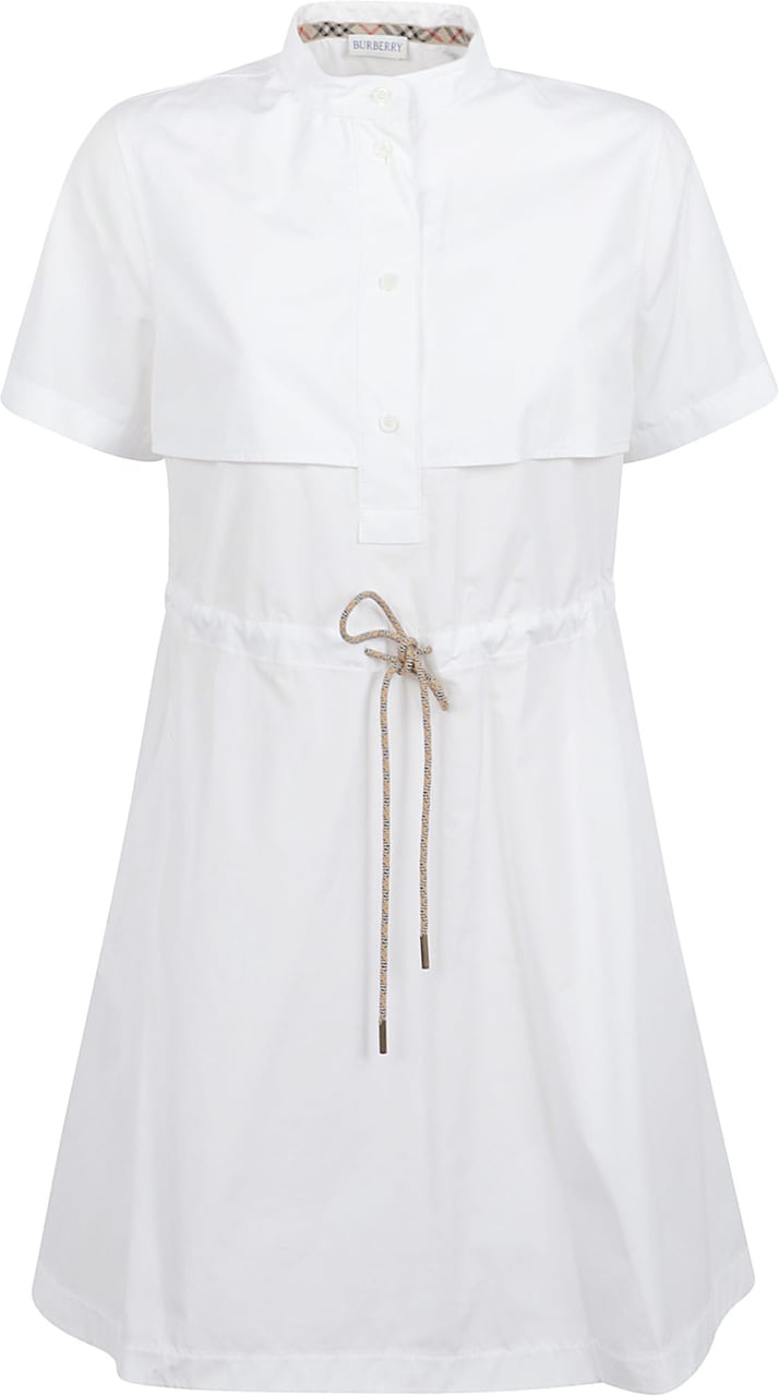 Burberry Flared Cotton Day Dress with Adjustable Check Waist Wit